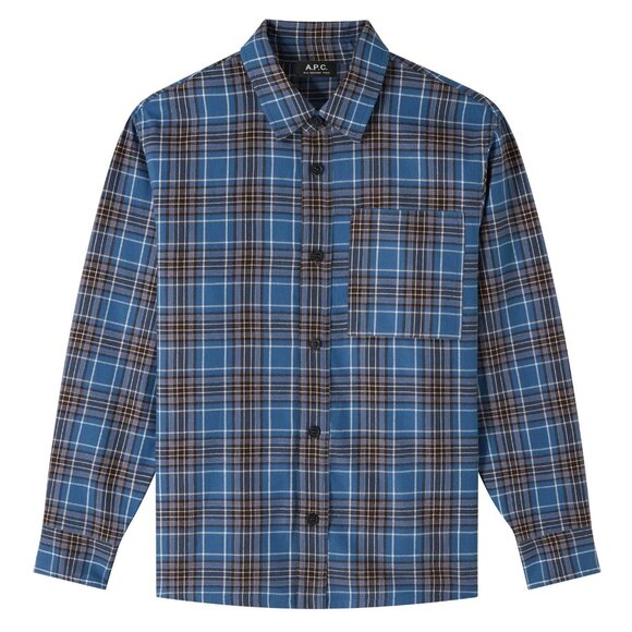 A.P.C Overshirt Graham Blue Cotton Button Down Shirt Mens Size Medium $350 - Picture 1 of 6